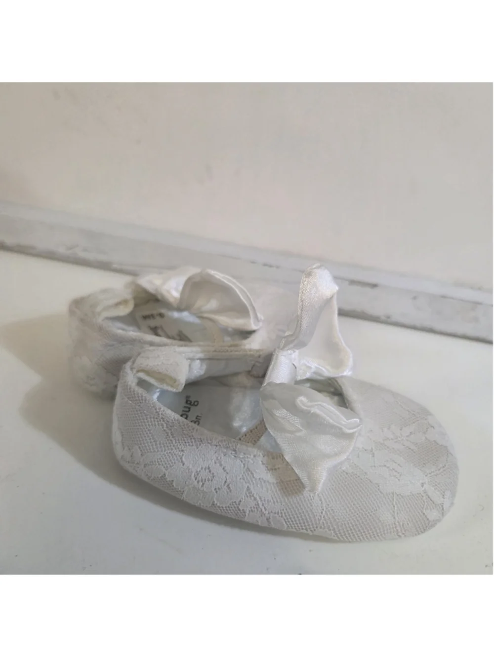 Baby Girl Goldbug Lace Bow Crib Shoes White 0-3m